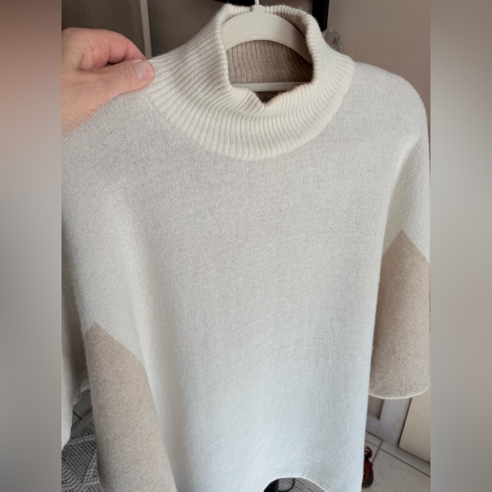 Note di Anita Sweater Poncho Wool Cashmere Italy Women’s OS Ivory Camel